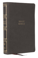 NKJV Compact Center-Column Reference Bible (Comfort Print)-Gray Leathersoft