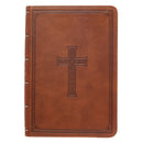 Large Print Compact Bible - Brown cross