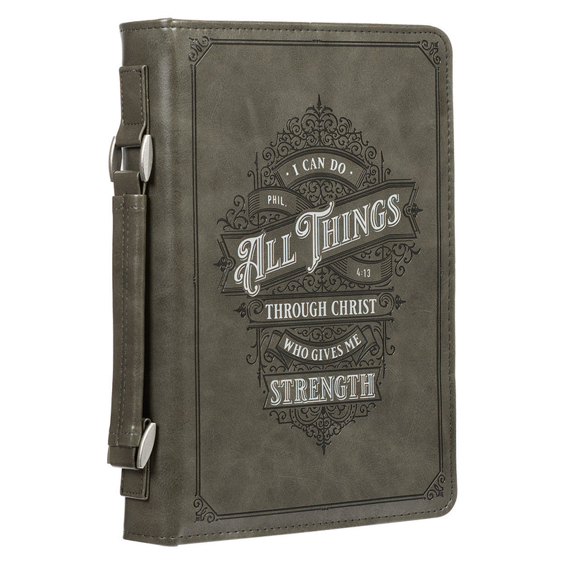 All Things Phil. 4:13 Bible Cover Classic Gray .