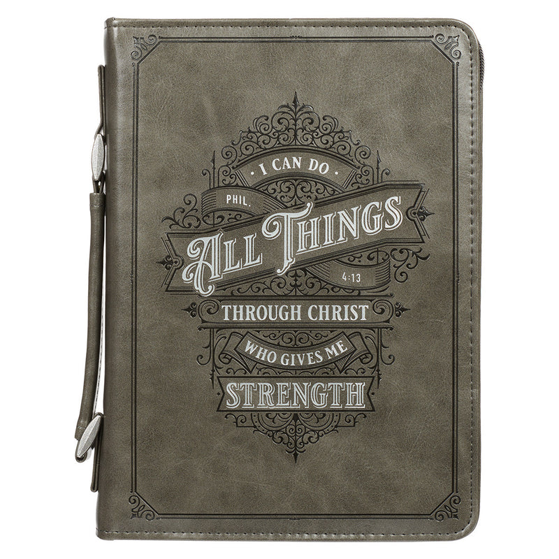 All Things Phil. 4:13 Bible Cover Classic Gray .