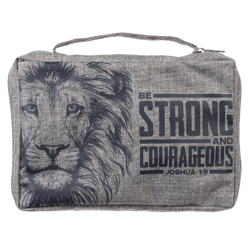 Strong & Courageous Josh. 1:9 Bible Cover Gray.