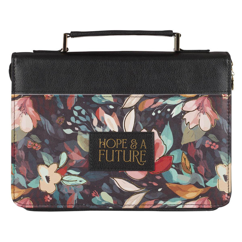 Hope & a Future Jer. 29:11 Bible Cover Fashion Black Floral .