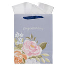 Blue Floral Congratulations Gift Bag LG Portrait