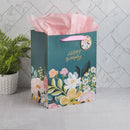 Dark Floral Happy Birthday Gift Bag LG Portrait