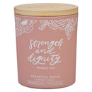 Pink Strength & Dignity Prov. 31:25 Glass Candle w/Bamboo Lid