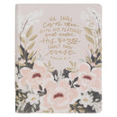 KJV Note-taking Bible Faux Leather Under His Wings, Cream Floral Printed Ps. 91:4