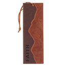 Faith Mountains Matt. 17:20 Bookmark Faux Leather Brown Two-tone