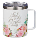 Be strong aFind Joy Pink Floral Camp-style Stainless Steel Mugnd courageous - Joshua 1:9