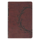 KJV Bible Personal Size LG print Faux Leather Brown Crown of Thorns