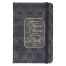 I Know the Plans Notebook with Elastic Closure Faux Black and Grey