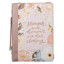 Strength And Honour Prov. 31:25 Bible Cover Fashion Peach Floral