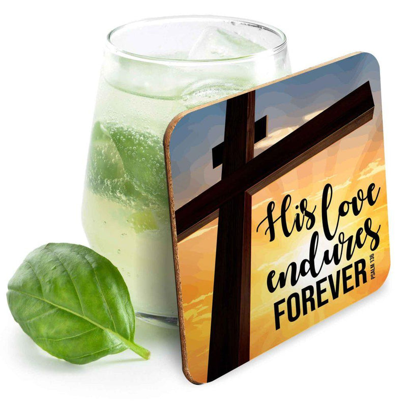 His Love Endures Christian Coaster