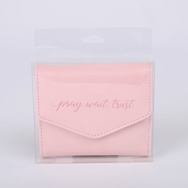 Pray Wait Trust Wallet PU Leather Women’s Pink