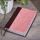 KJV Bible Compact Faux Leather Brown/Pink Leaf