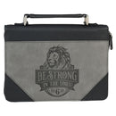 Be Strong Eph. 6:10 Bible Cover Classic Gray/Black .