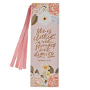 Strength & Dignity Prov. 31:25 Bookmark Faux Leather Pink