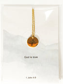 Cross with heart necklace gold stainless steel