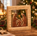 Wooden nativity scene brown