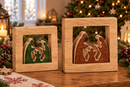 Wooden nativity scene green
