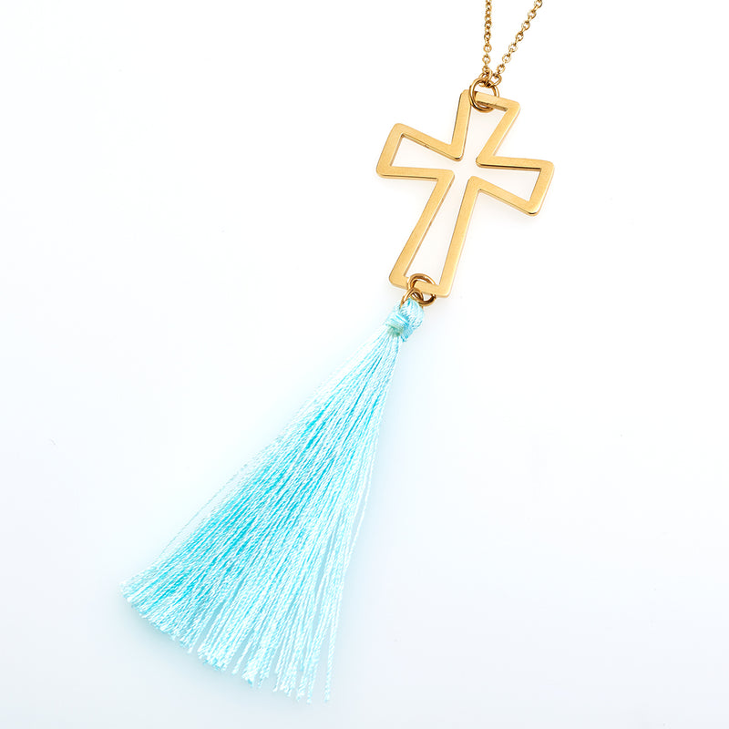 Cross with cotton tassel