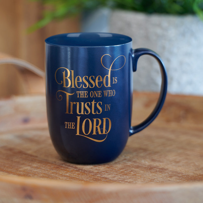 Blessed Is The One Navy Ceramic Coffee M