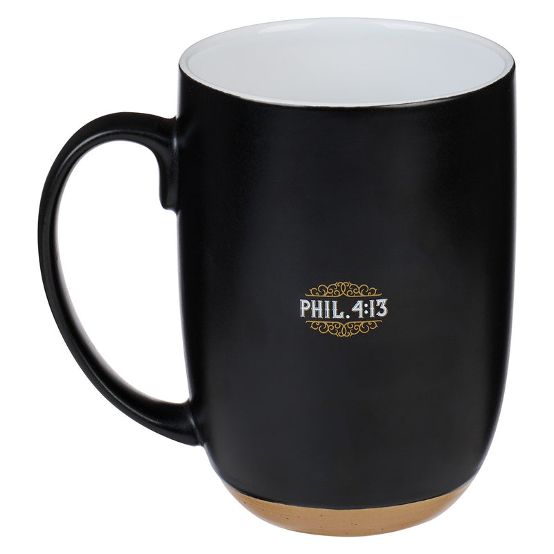 Through Christ Black Ceramic Coffee Mug