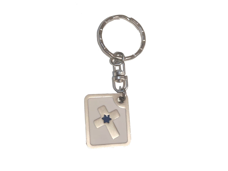 Rectangular keyring with cross symbol