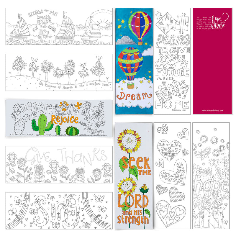 10 Images of Hope Colouring bookmarks