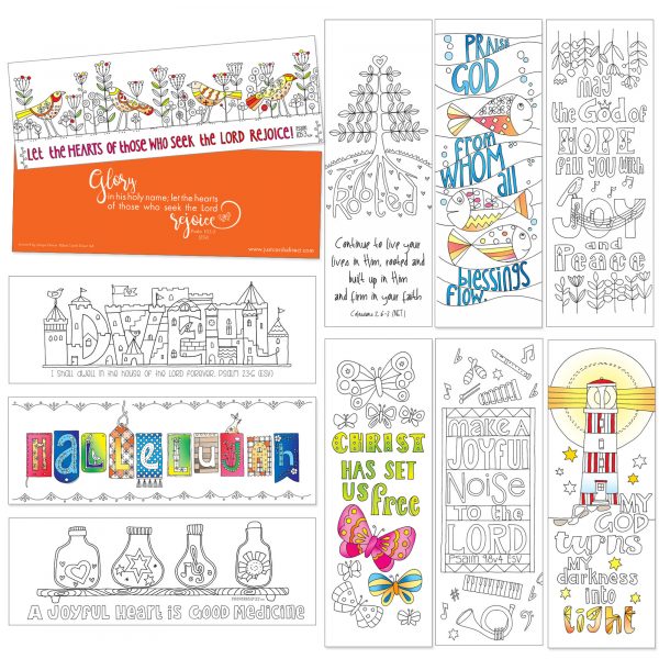 10 Images of Joy Colouring bookmarks