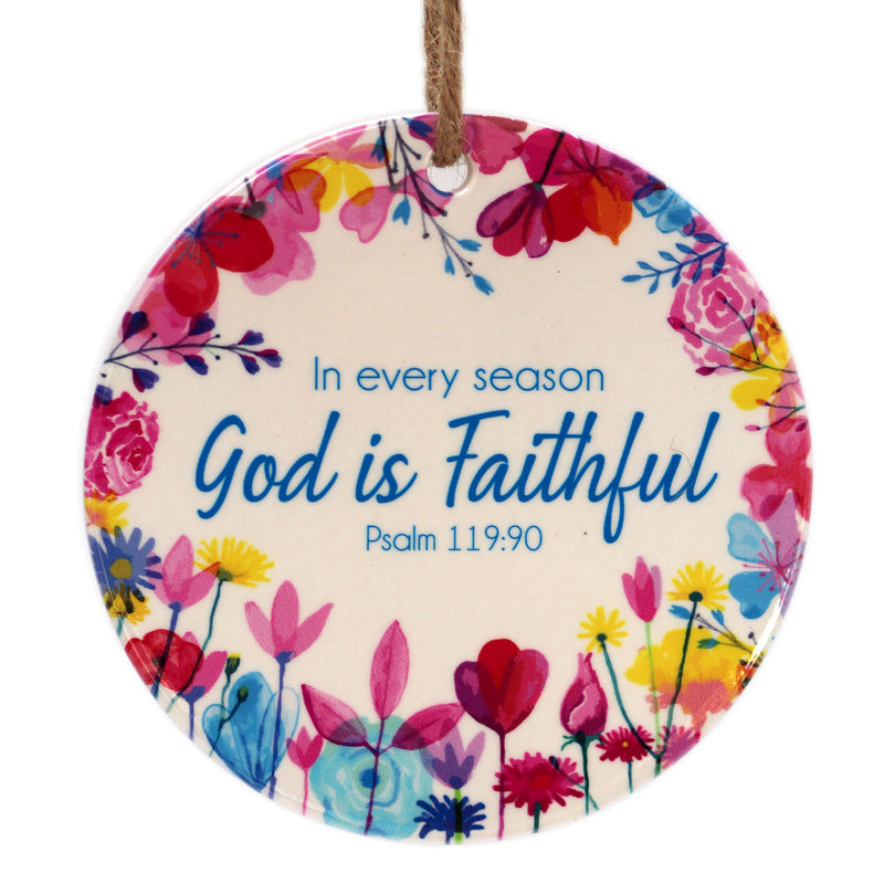 God is faithful ceramic hanging decor