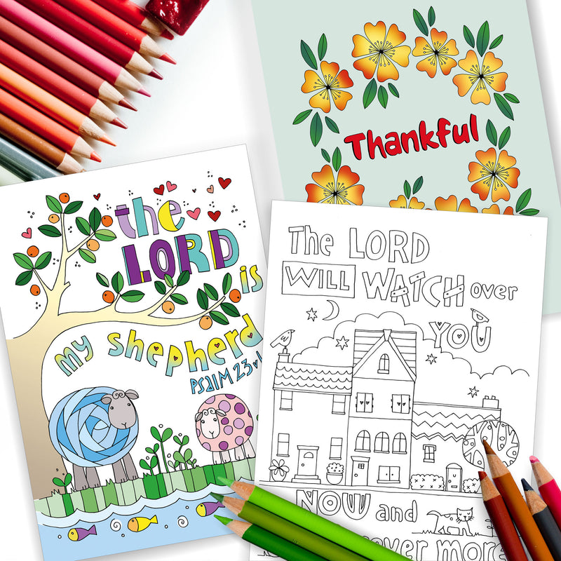 10 Images the Psalms Colouring postcards