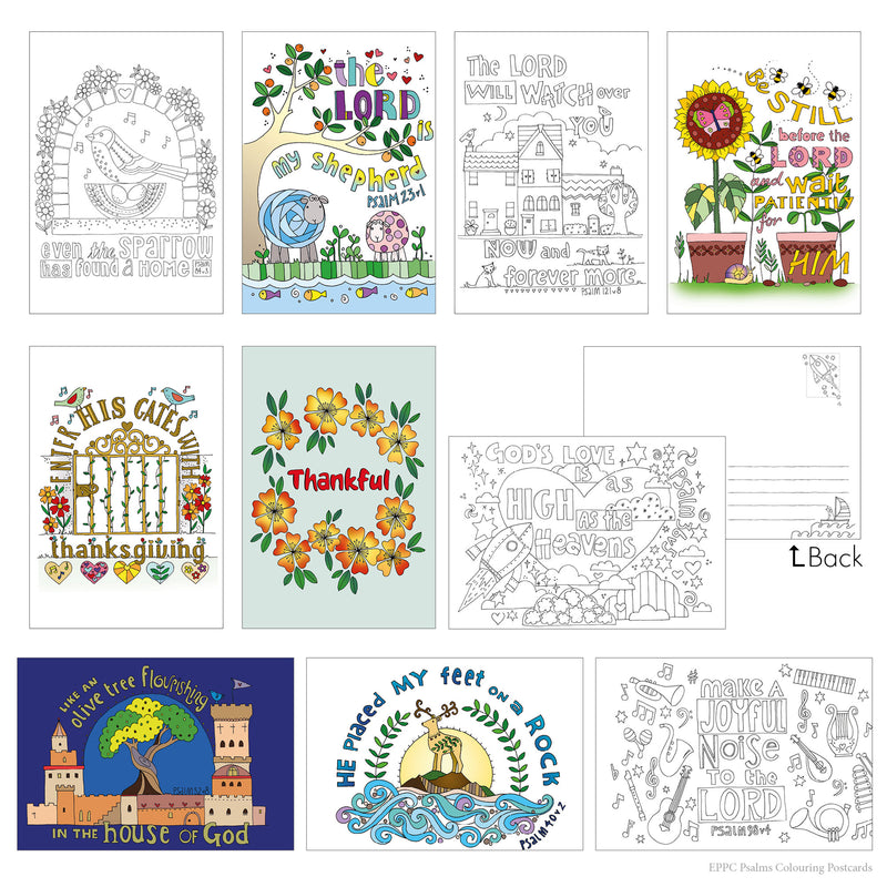 10 Images the Psalms Colouring postcards