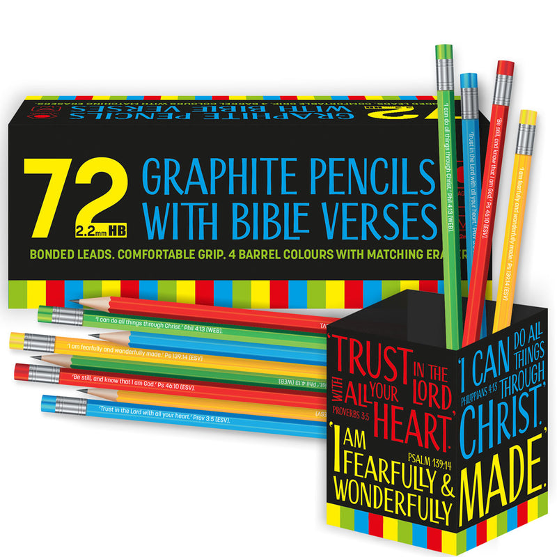 72 Graphite Pencils with Bible verses