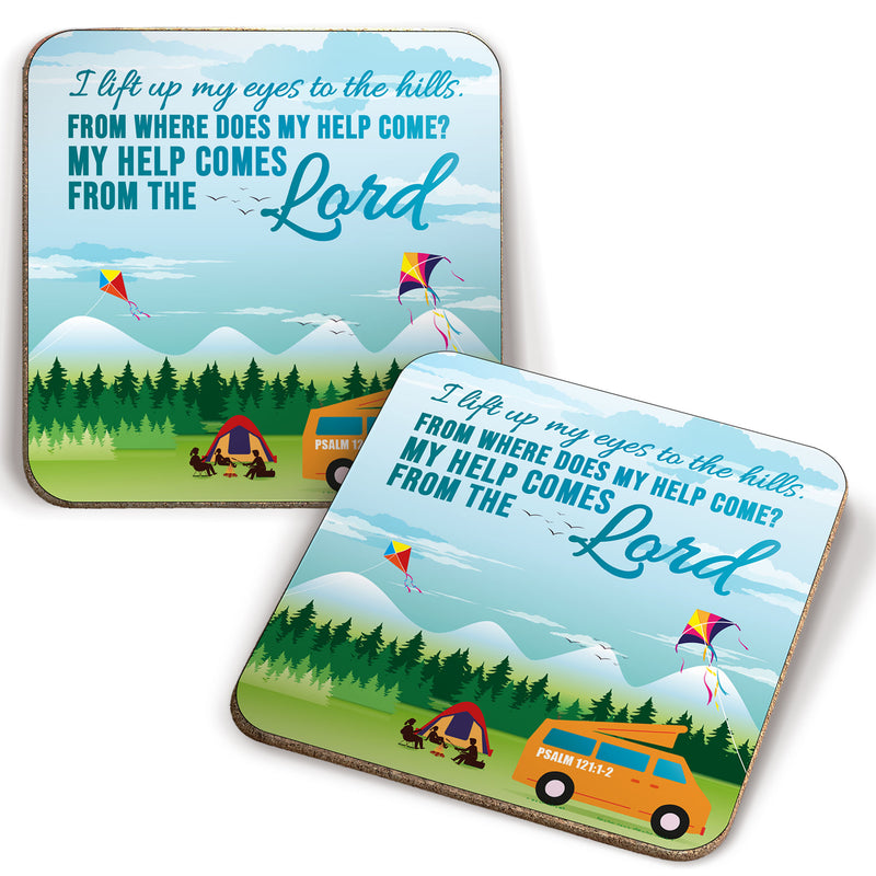 I lift up my eyes coaster