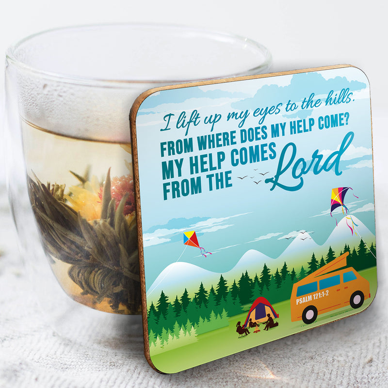 I lift up my eyes coaster