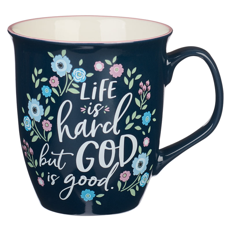 God is Good Navy Floral Ceramic Coffee M