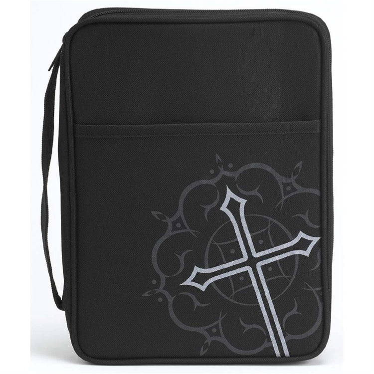 Black nylon with silkscreened grey cross