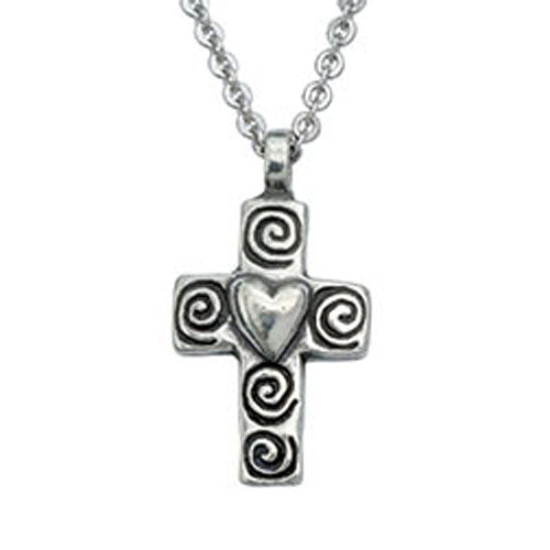 Swirled Cross With Heart