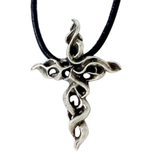 Flaming cross - Pewter pendant