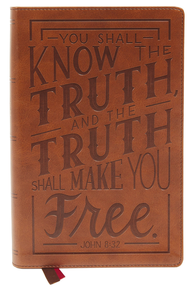 NKJV Personal Size Large Print Reference Bible  Verse Art Cover Collection-Brown Leathersoft