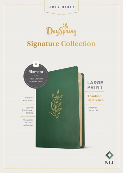 NLT Large Print Thinline Reference Bible/Filament Enabled Edition-Evergreen LeatherLike