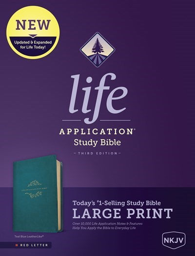 NKJV Life Application Study Bible/Large Print (Third Edition)-Teal Blue LeatherLike