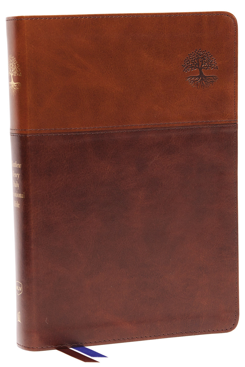 NKJV Matthew Henry Daily Devotional Bible (Comfort Print)-Brown Leathersoft