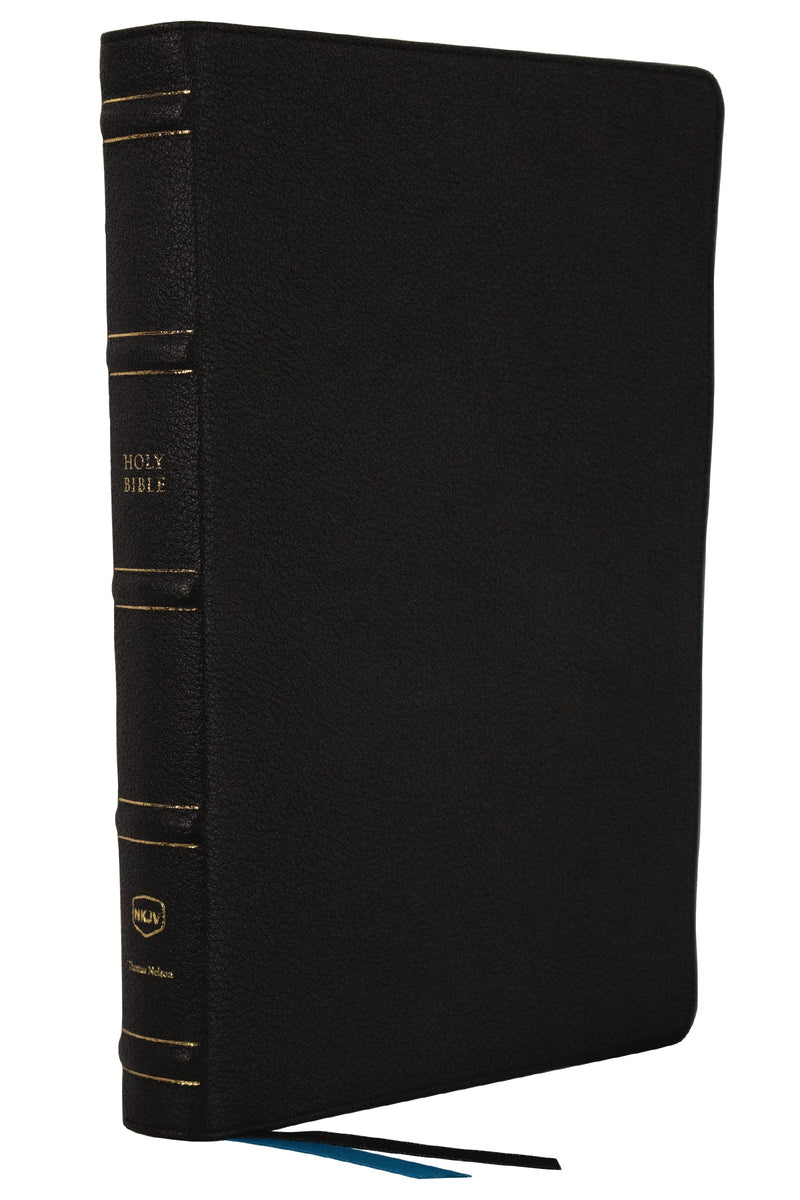 NKJV Large Print Thinline Reference Bible  Blue Letter (Comfort Print)-Black Genuine Leather Indexed