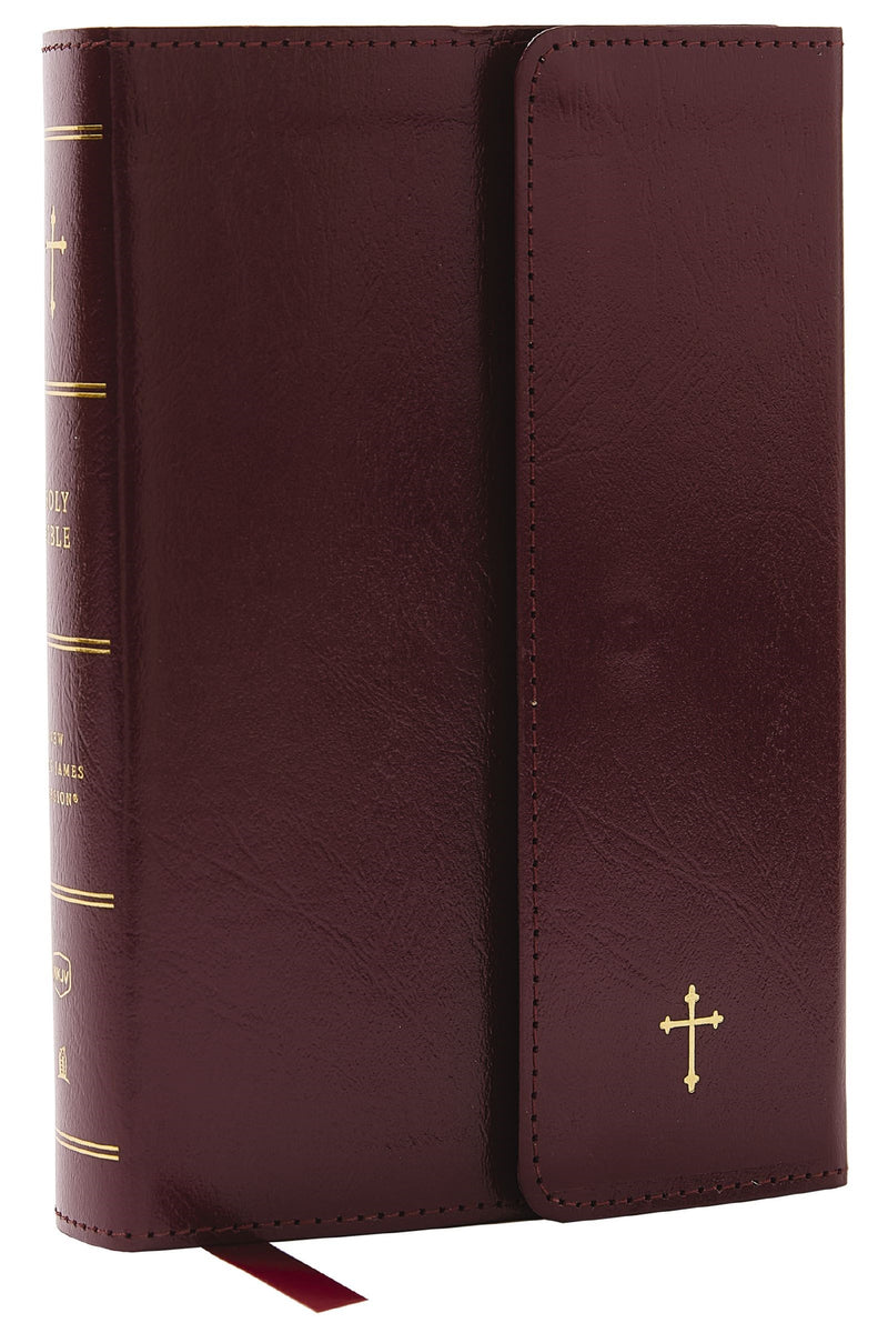 NKJV Compact Paragraph-Style Reference Bible (Comfort Print)-Burgundy Leatherflex