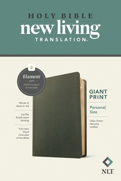 NLT Personal Size Giant Print Bible  Filament Enabled Edition-Olive Green Genuine Leather