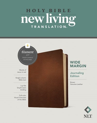 NLT Wide Margin Bible  Filament Enabled Edition-Brown Genuine Leather