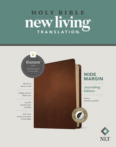 NLT Wide Margin Bible  Filament Enabled Edition-Brown Genuine Leather Indexed