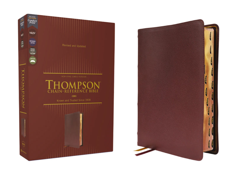 NKJV Thompson Chain-Reference Bible (Comfort Print)-Burgundy Genuine Calfskin Leather Indexed