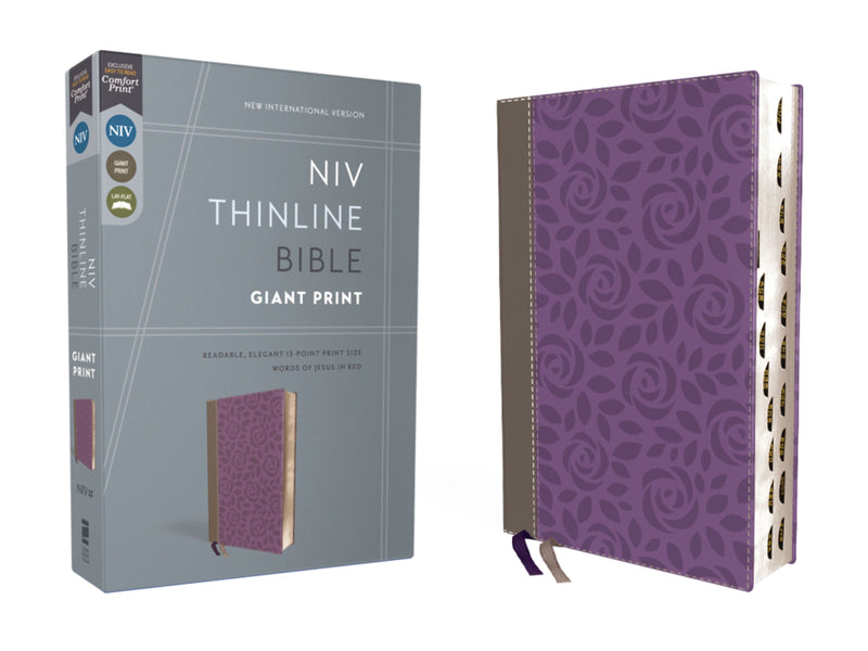 NIV Thinline Bible/Giant Print (Comfort Print)-Gray/Purple Leathersoft